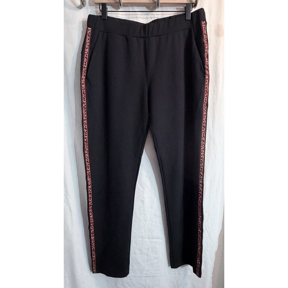 Saint + Sofia - Finsbury Pant in Black/Leopard - US 10- NWT